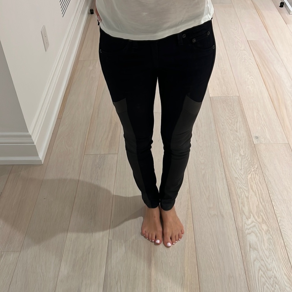Rag & Bone skinny jeans with leather detail on sides
